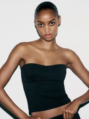 Zara POLYAMIDE BANDEAU TOP
